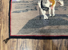 Antique Navajo Weaving, Navajo Textile 2.6 x 2.6, Small Square Navajo Rug, Native American Indian on Horse, Handmade, Wool, Collectible - Jewel Rugs