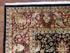 Large Indo Persian Oriental Rug 10x13.7, Wool Hand-Knotted Midnight Blue Red Allover Floral Indian Carpet, 10x13 - 10x14 Living Room Rug - Jewel Rugs