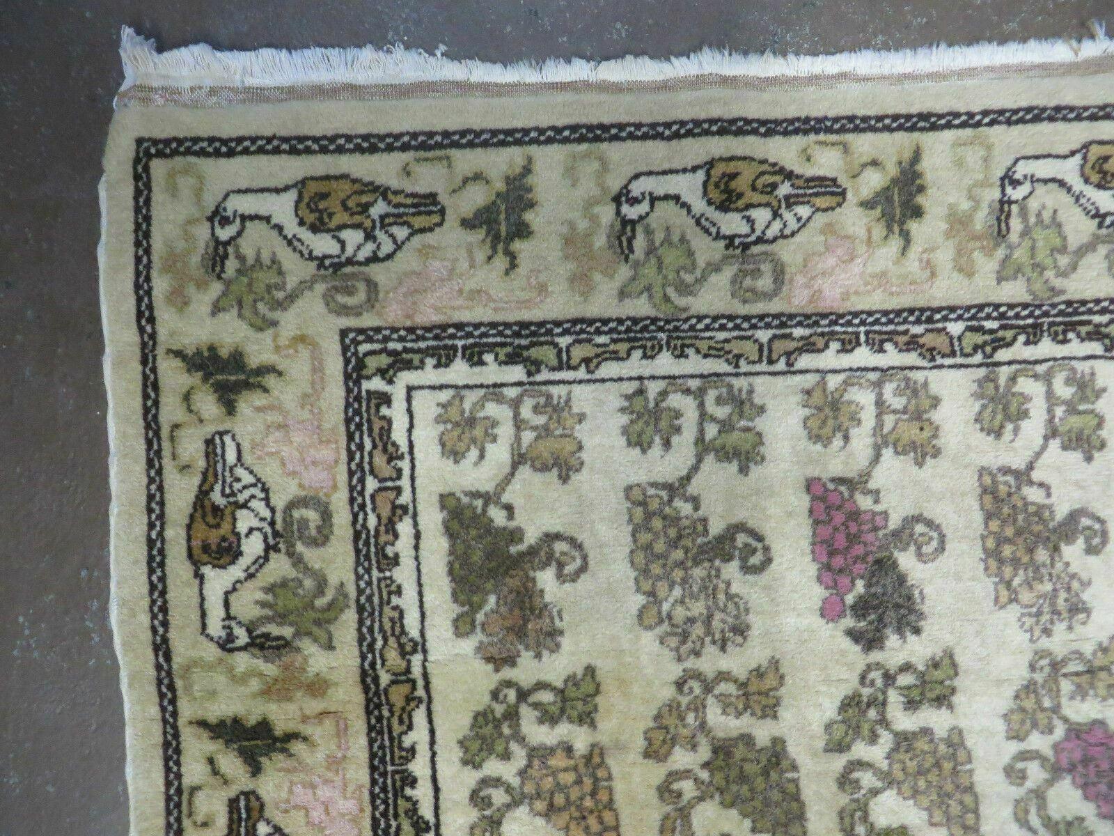 3' X 5' Vintage Handmade Fine Turkish Sivas Wool Rug Birds Grape Nice 200 KPSI - Jewel Rugs