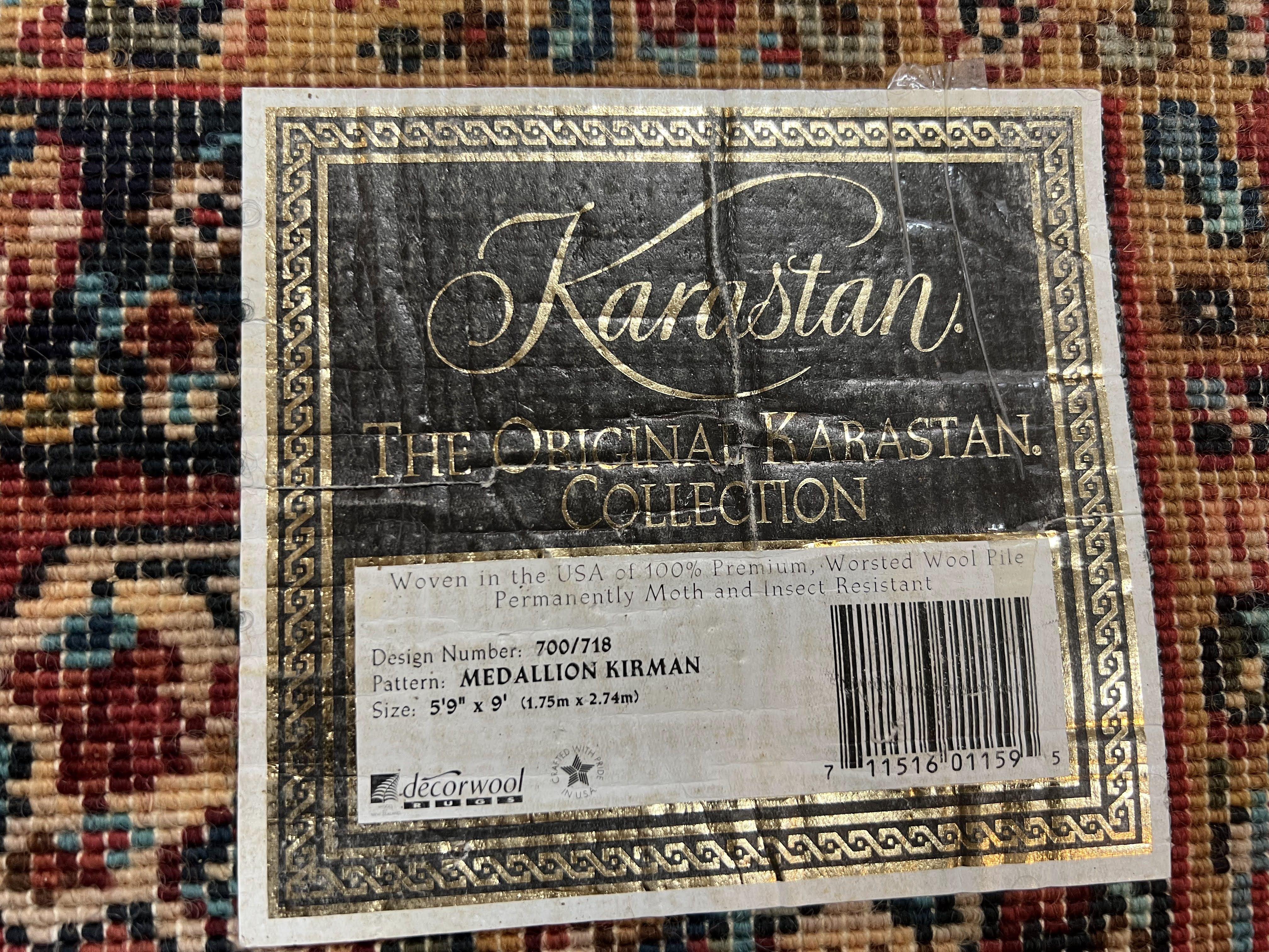 Karastan Rug 5.9 x 9 Medallion Kirman #700/718, Original Karastan Collection 700 Series, Discontinued Wool Karastan Carpet Vintage 6x9 Rug - Jewel Rugs