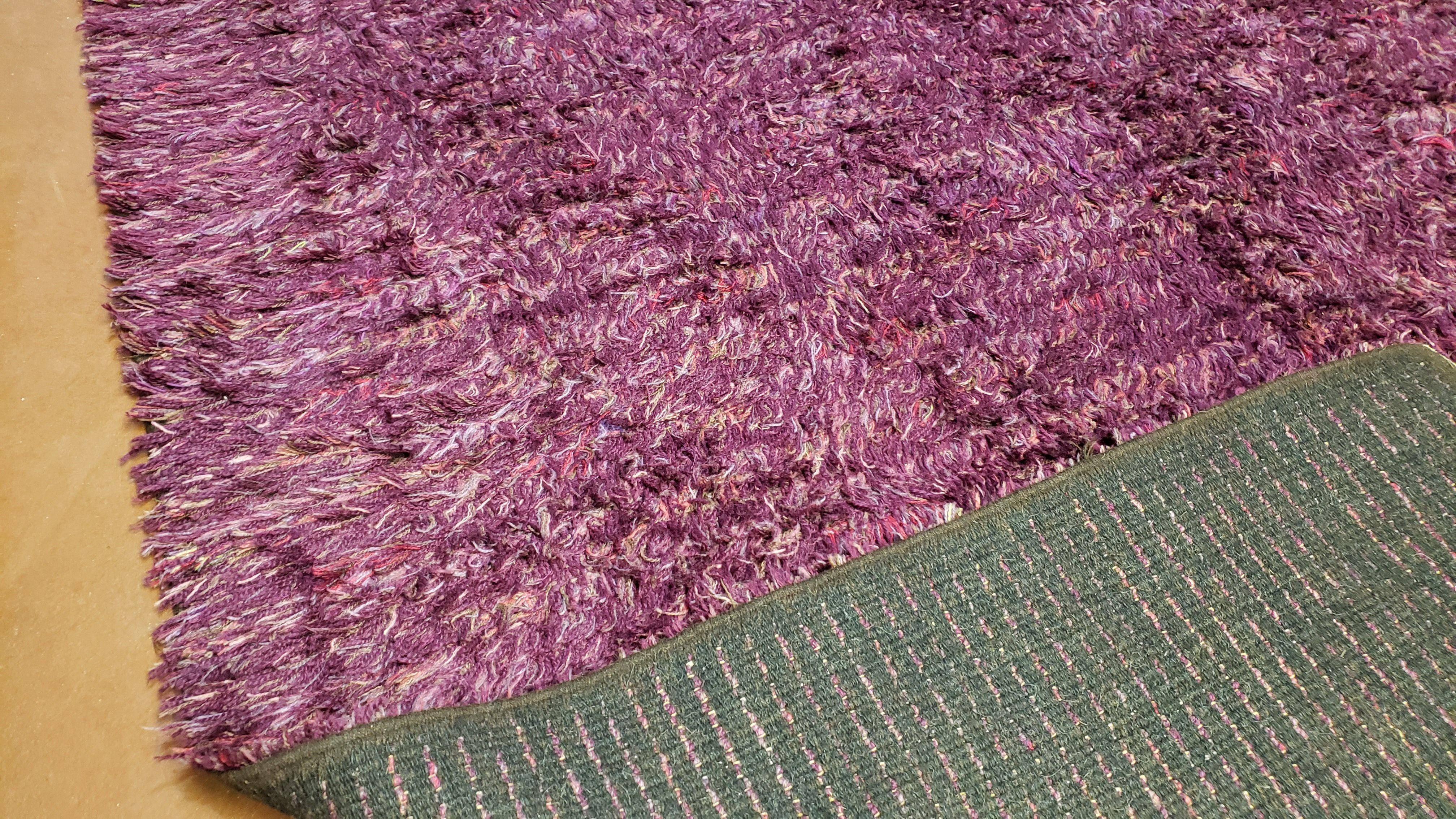 6' 9" x 9' 3" European Shag Rug Purple Rya Style Carpet Nice 6x9 Area Rug 7 x 9 Home Office Area Rug Living Room Rug Playroom Rug - Jewel Rugs