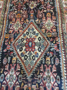 3'7" X 9' Vintage Handmade India Floral Oriental Wool Runner Rug Blue # 117 - Jewel Rugs