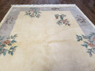 6' X 9' Vintage Handmade Chinese Art Deco 120 Lines Wool Rug Flowers Nice Ivory - Jewel Rugs