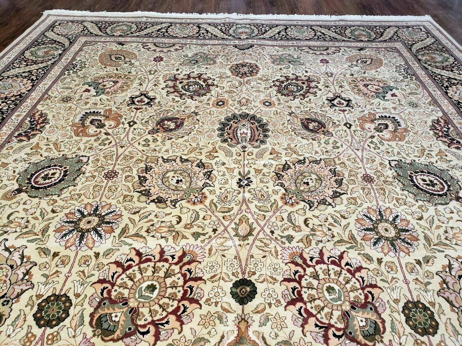 9' X 12' Vintage Handmade Chinese Oriental Wool Beige Rug - Jewel Rugs