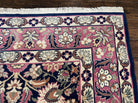 Turkish Rug 9x12 Oriental Carpet 9 x 12 Persian Design Rug, Mina Khani, Dark Blue Purple/Red, Allover Repeated Floral, Vintage Handmade Wool - Jewel Rugs