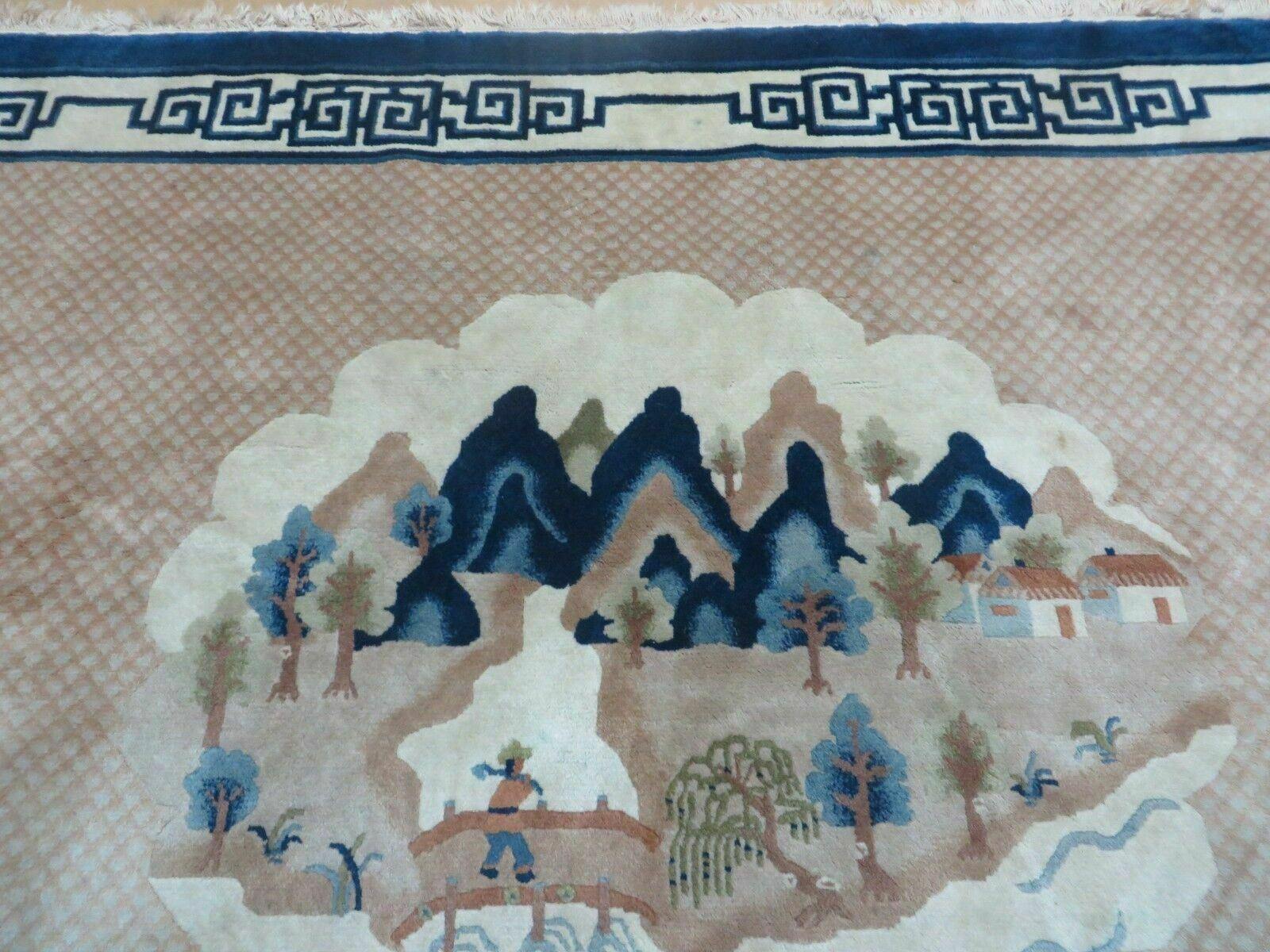 4' X 6' Pictorial Handmade Chinese Wool Rug Art Deco Nichols Peking Tree Farmer - Jewel Rugs