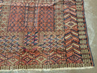 3'8" X 4' 5" Antique Handmade Tekkeh Turkoman Engsi Hatchli 4 Seasons Wool Rug - Jewel Rugs