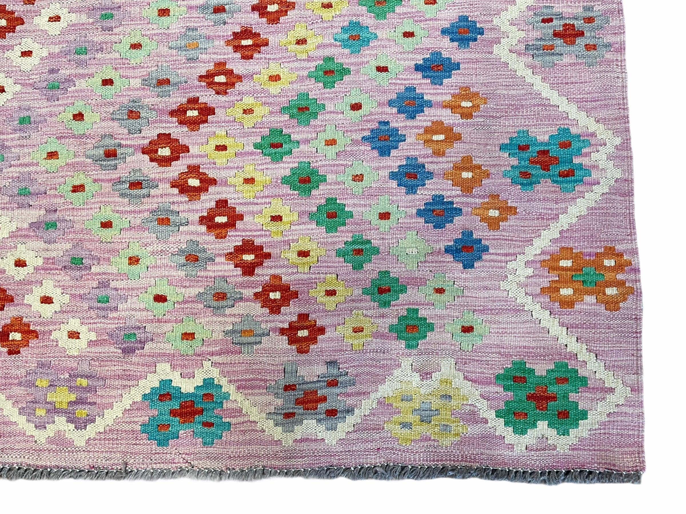 Pink Kilim Rug 6x8 Colorful Turkish Kilim Rug 6 x 8 Flat Weave Kilim Playful Kilim Multicolor Anatolian Chobi New Kilim - Jewel Rugs