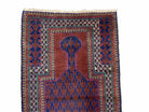 3x5 New Vintage Handmade Wool Rug Tribal Turkoman Balouch Prayer Rug Red Blue - Jewel Rugs