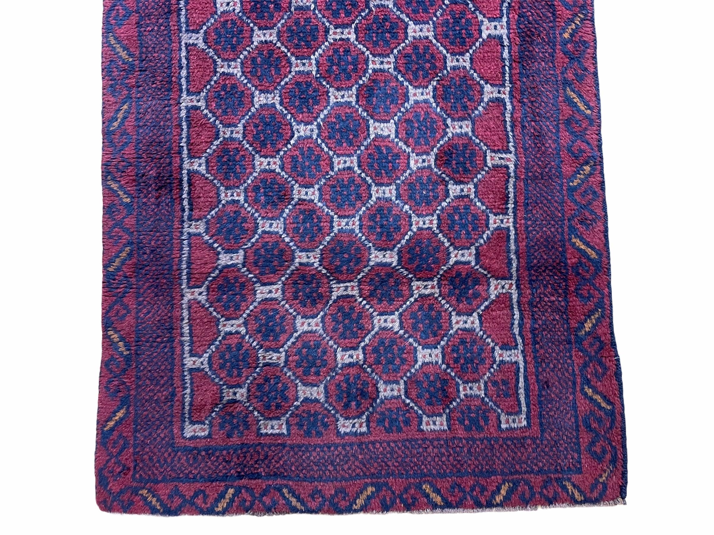 2' 7" X 4' 6" Vintage Handmade Tribal Wool Rug Balouchi Rug Afghan Rug Red Blue - Jewel Rugs