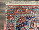 Karastan Medallion Serapi Rug #736, Wool Karastan Carpet 5.9 x 9, Discontinued Original 700 Series Karastan Area Rug 6x9 Vintage, Red Blue - Jewel Rugs