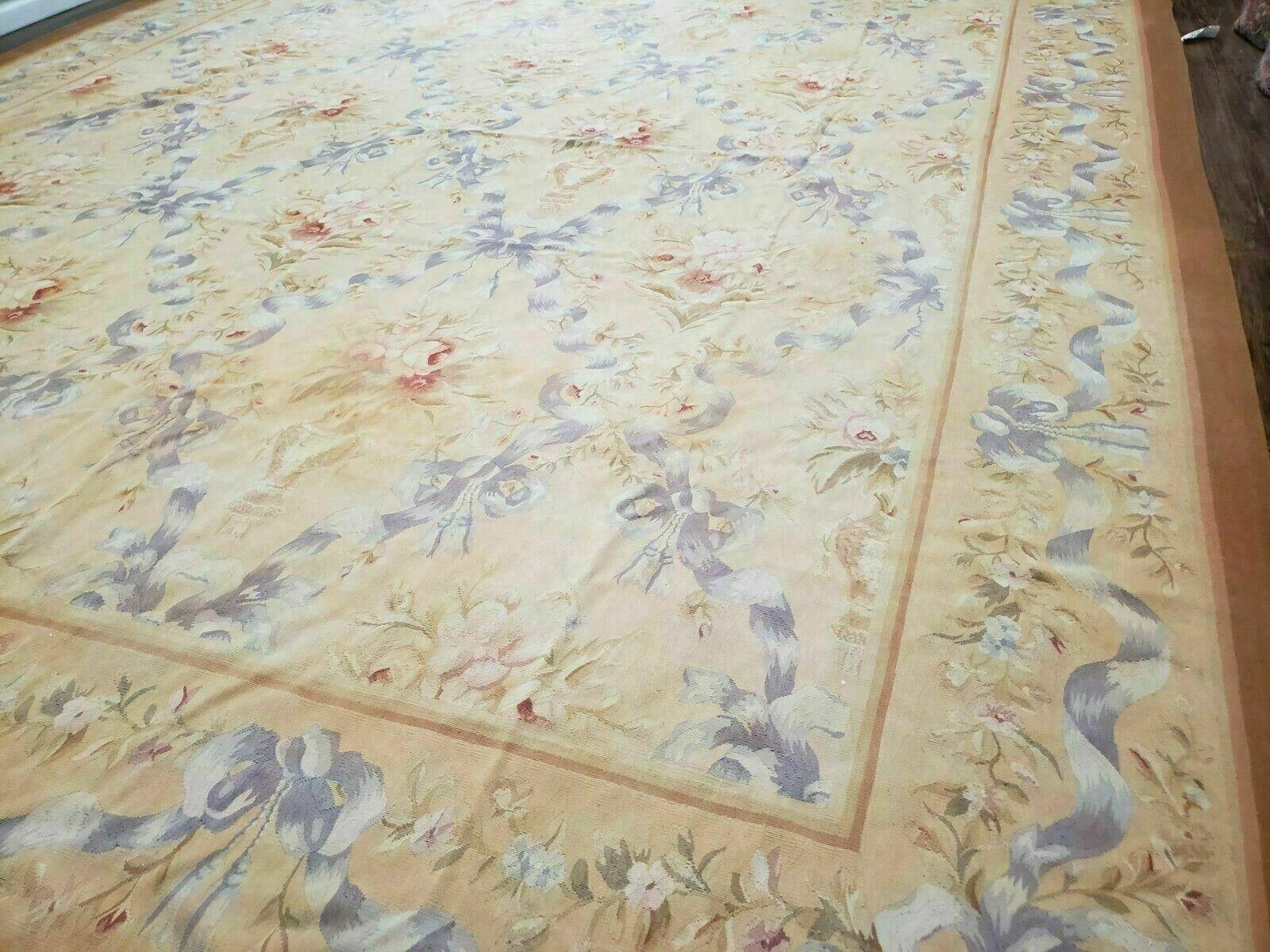 12' X 18' Magnificent Handmade Wool Rug Aubusson Weave Savonnerie Flat Pile - Jewel Rugs