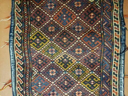 13" X 36" Antique Handmade Caucasian Shahsavan Wool Area Saddlebag Rug Collectible Nice - Jewel Rugs