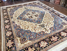 Chinese Oriental Rug 8x10, Room Sized Handmade Wool Area Rug, Cream and Blue Carpet for Living Room, Dining Room, Bedroom, Traditional Rug - Jewel Rugs