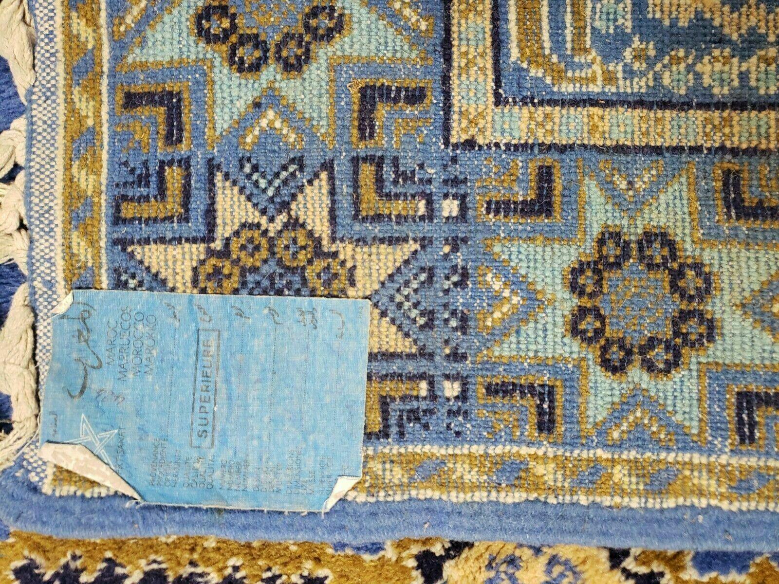 7' X 10' 5" Handmade Moroccan Urban Rabat Wool Carpet Blue Area Rug - Jewel Rugs