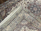 Beautiful Pak Persian Rug 6x9, Floral Medallion, Wool and Silk, Highly Detailed Elegant Carpet, Vintage Oriental Rug 6 x 9, Cream and Gray - Jewel Rugs