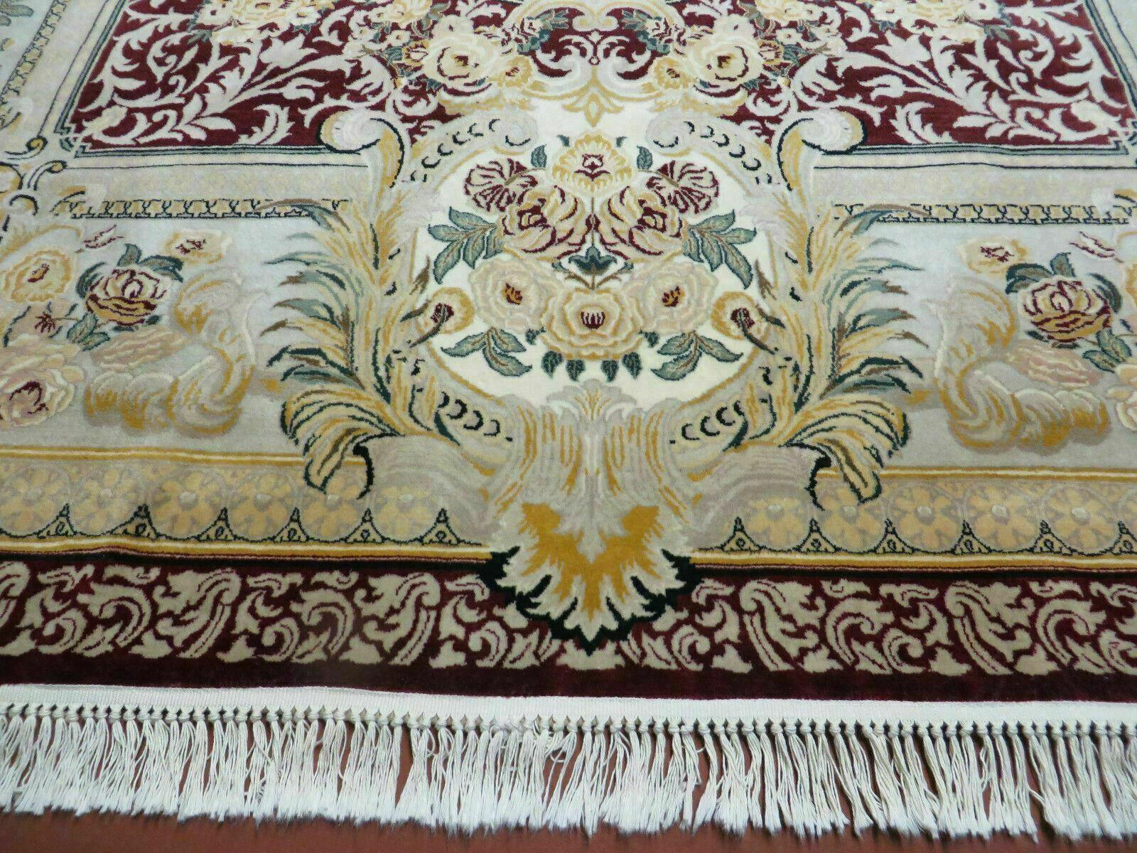 8' X 10' Vintage Chinese Handmade Wool Rug Aubusson Design Silk Accents Nice - Jewel Rugs