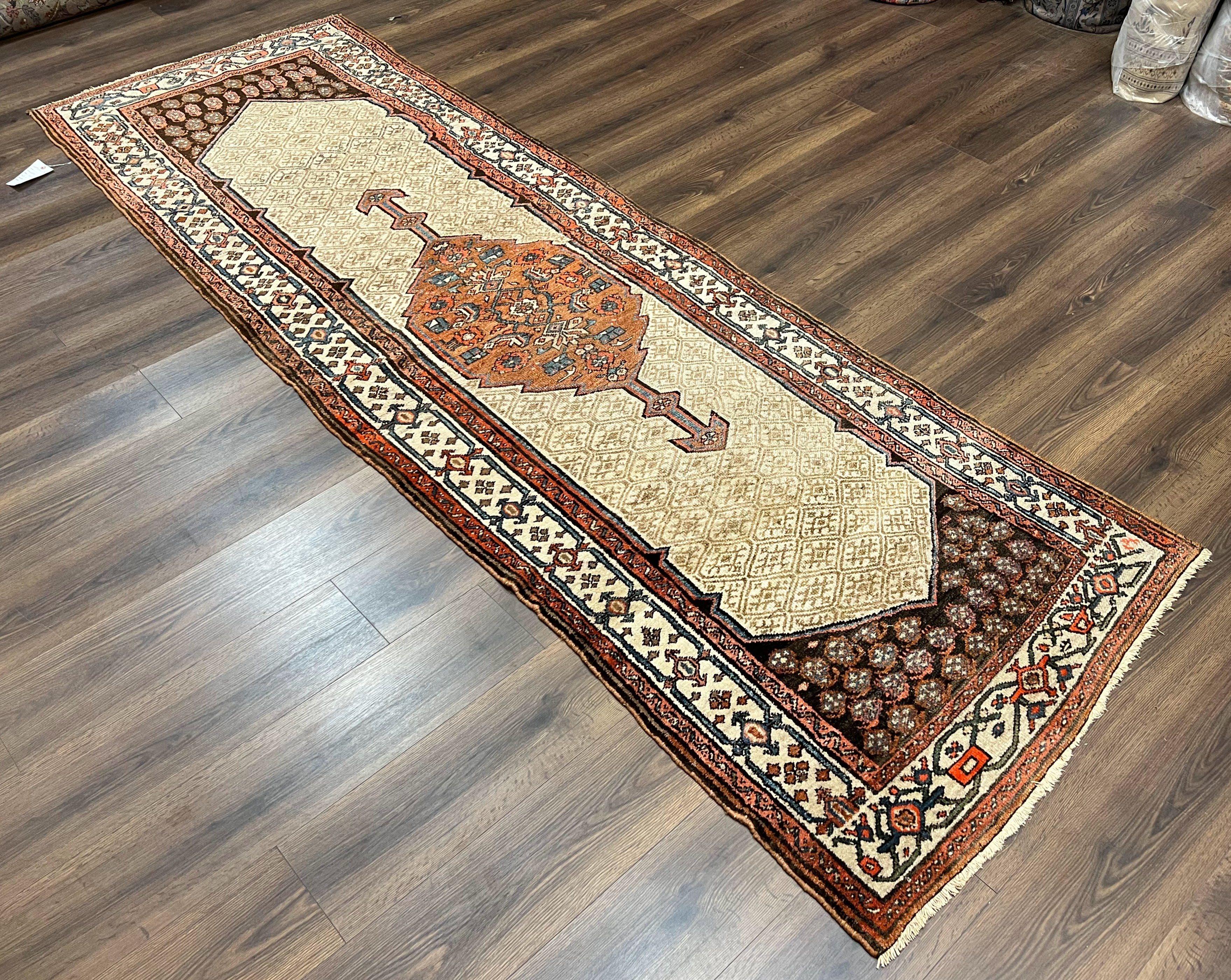 Rare Persian Tribal Runner Rug 3.5 x 10, Sarab Serab Kalegy Carpet, Antique 1920s Collectible Geometric Medallion Oriental Wool Runner, Hand Knotted, Camel Hair Color - Jewel Rugs