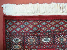 2' 7" X 10' Vintage Handmade Bokhara Turkoman Pakistani Wool Dark Red Runner Oriental Rug - Jewel Rugs