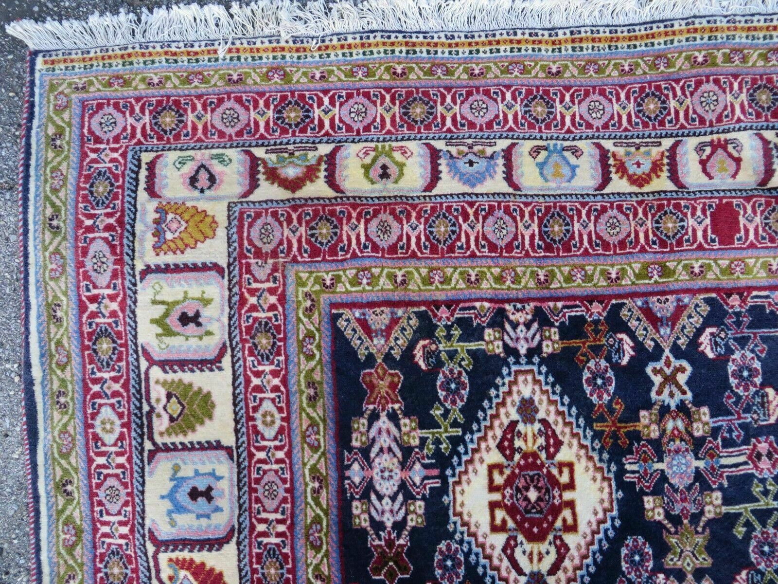 Oversized Persian Shiraz Tribal Rug 13x19, Palace Sized Oriental Carpet, Handmade Hand-Knotted X Large Rug, Red Blue Cream, Allover Herati Pattern - Jewel Rugs