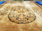 14' X 24' Aubusson Design Wool Rug Gold Palace Size Rug with Flowers and Vases - Jewel Rugs