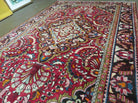 7' X 10' Antique Handmade Indian Agra Wool Rug Hand Knotted Vegetable Dyes Red - Jewel Rugs