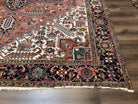 Stunning Persian Heriz Serapi Rug 10x13, Geometric Carpet 10 x 13 ft, Semi Antique Vintage Rug, Red Light Blue Ivory, Hand Knotted Wool Wow - Jewel Rugs