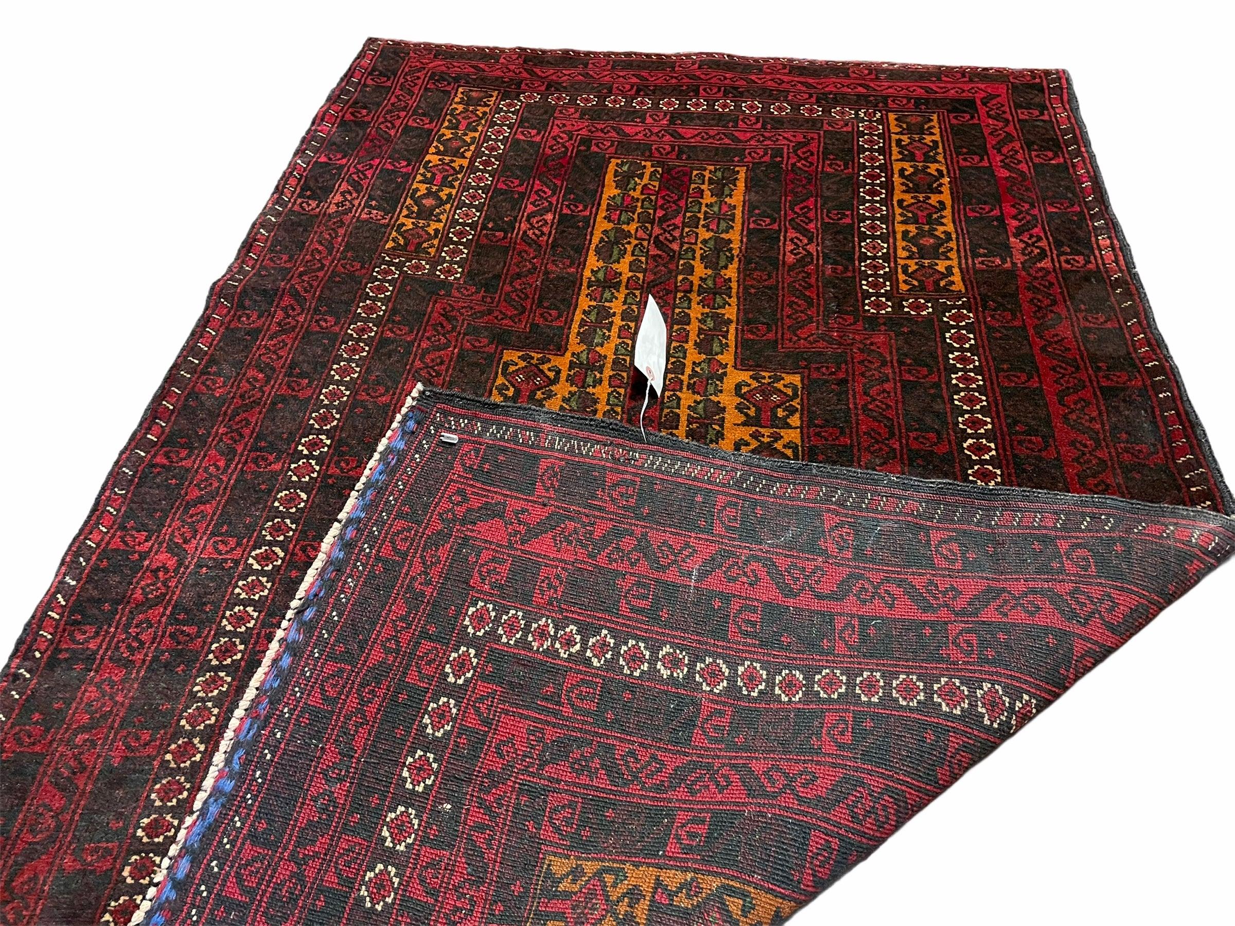 3x5 New Vintage Handmade Tribal Balouch Wool Rug Afghan Prayer Rug Orange Red - Jewel Rugs