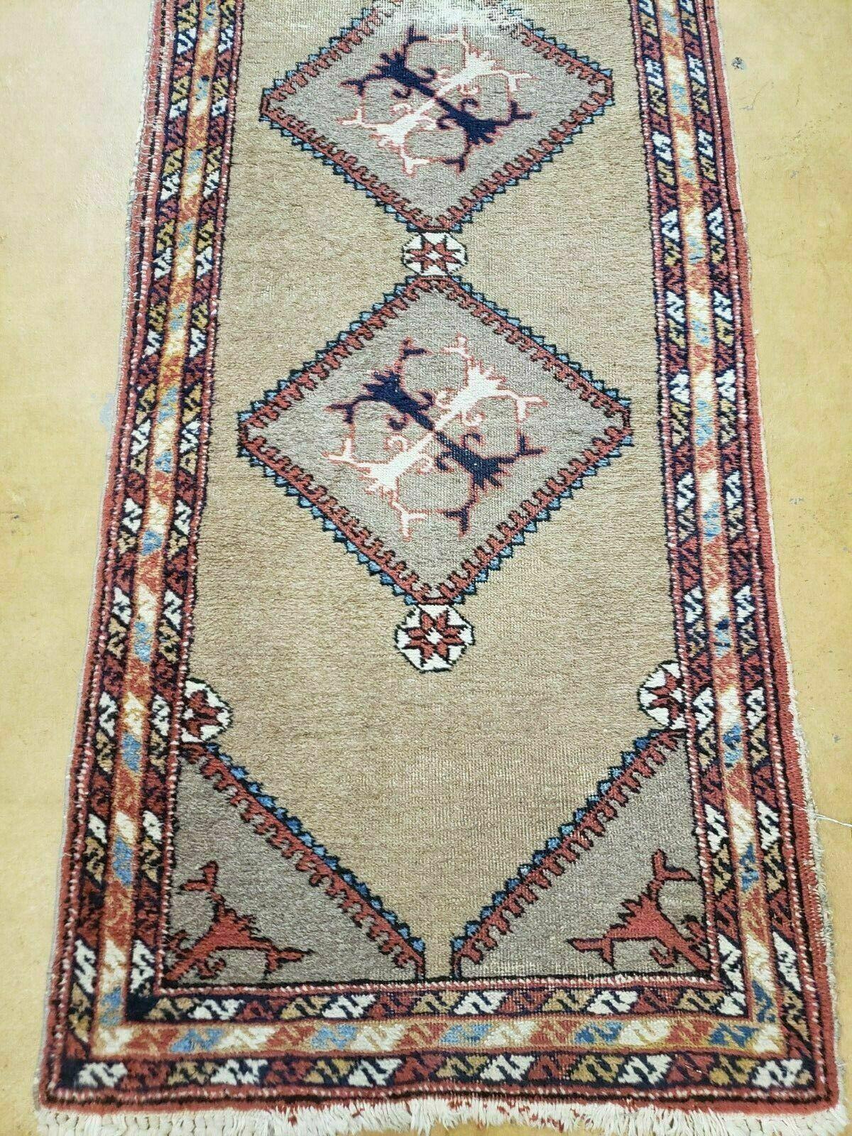 2'4" X 11' Antique Handmade Turkish Wool Rug Runner Carpet Camel Hair Nice - Jewel Rugs