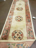 2' 7" X 12' Handmade Chinese Art Deco Nichols 90 Lines Wool Rug Runner Beige - Jewel Rugs