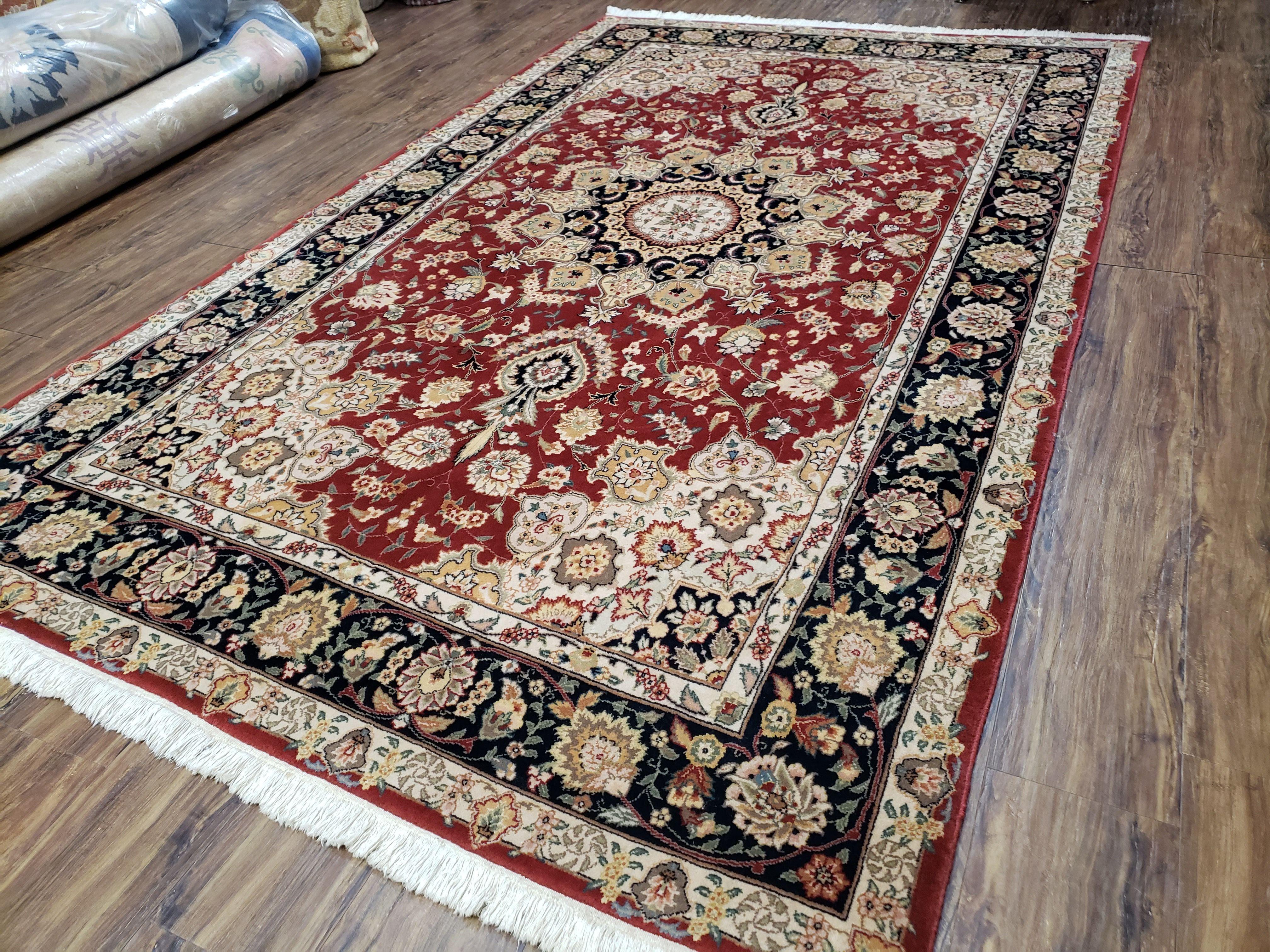 6.5 x 9.5 Medallion Rug 6x9 Vintage Pak Persian Rug, Red Pakistani Rug, Traditional Oriental Rug, Vintage Wool Rug, 5.9 x 9.6 Rug Nice - Jewel Rugs