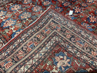 Beautiful Persian Bidjar Rug 9x12, Allover Repeated Motif 9 x 12 ft, Red Blue Cream, Hand Knotted Wool Bijar Oriental Carpet, 1950s Semi Antique Vintage - Jewel Rugs