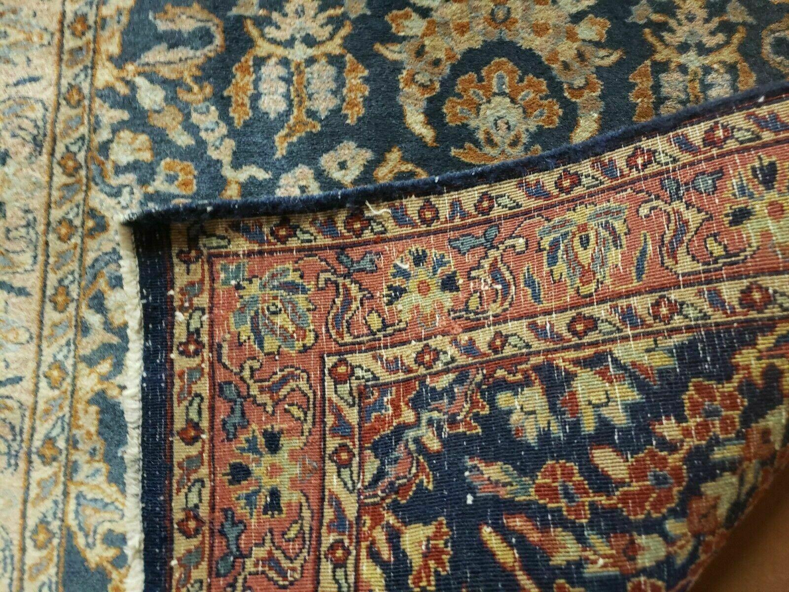 2' 6" X 12' Vintage Handmade India Floral Oriental Wool Rug Runner Carpet Blue - Jewel Rugs