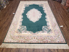 Karastan Green Kirman Medallion #753 Area Rug 5.9x9, Original Vintage Karastan, Discontinued Karastan Carpet, 6 x 9 Wool Karastan Rug - Jewel Rugs