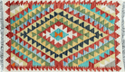 Small Kilim Rug 2x4 Colorful Turkish Kilim Accent Rug New Flatweave Wool Kilim Chobi Kilim Diamond Zigzag Playroom Rug - Jewel Rugs