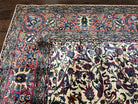 Rare Room Sized Persian Kirman Lavar Rug 10x15, Antique 1920s Persian Carpet, Allover Floral Design, Cream Red Blue, Highly Detailed, Wool - Jewel Rugs