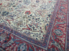 10' X 14' Vintage Hand Knotted Made Indian Agra Wool Rug Vegetable Dyes Ivory - Jewel Rugs