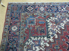 6'7" X 9' Antique Handmade India Geometric Oriental Wool Rug Organic Red Blue - Jewel Rugs