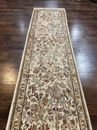 Persian Taba Tabaie Tabriz Runner Rug 2.6 x 15 ft Long Runner, Vintage Persian Runner, Hunting Scene, Horses Flowers, Beige Opal, High Quality, Wool Runner - Jewel Rugs