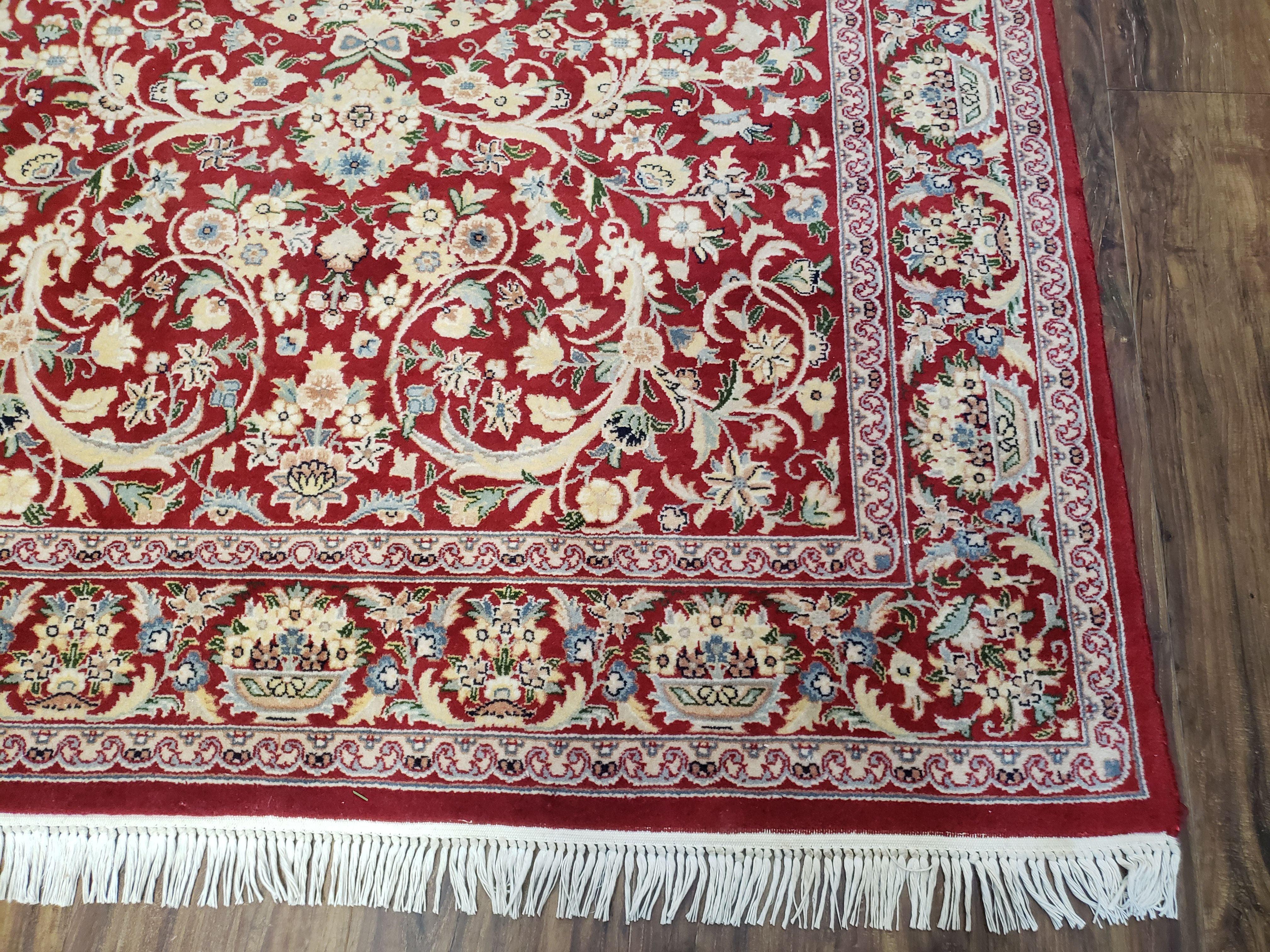 Vintage Pak Persian Area Rug, Red & Beige Pakistani Oriental Carpet, Hand-Knotted Wool Rug, 4x6 Rug Handmade Hand Knotted, Foyer Room Rug - Jewel Rugs