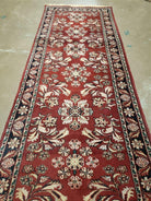 2' 6" X 10' Vintage Oriental Indian Floral Handmade Wool Runner Rug Red Nice - Jewel Rugs