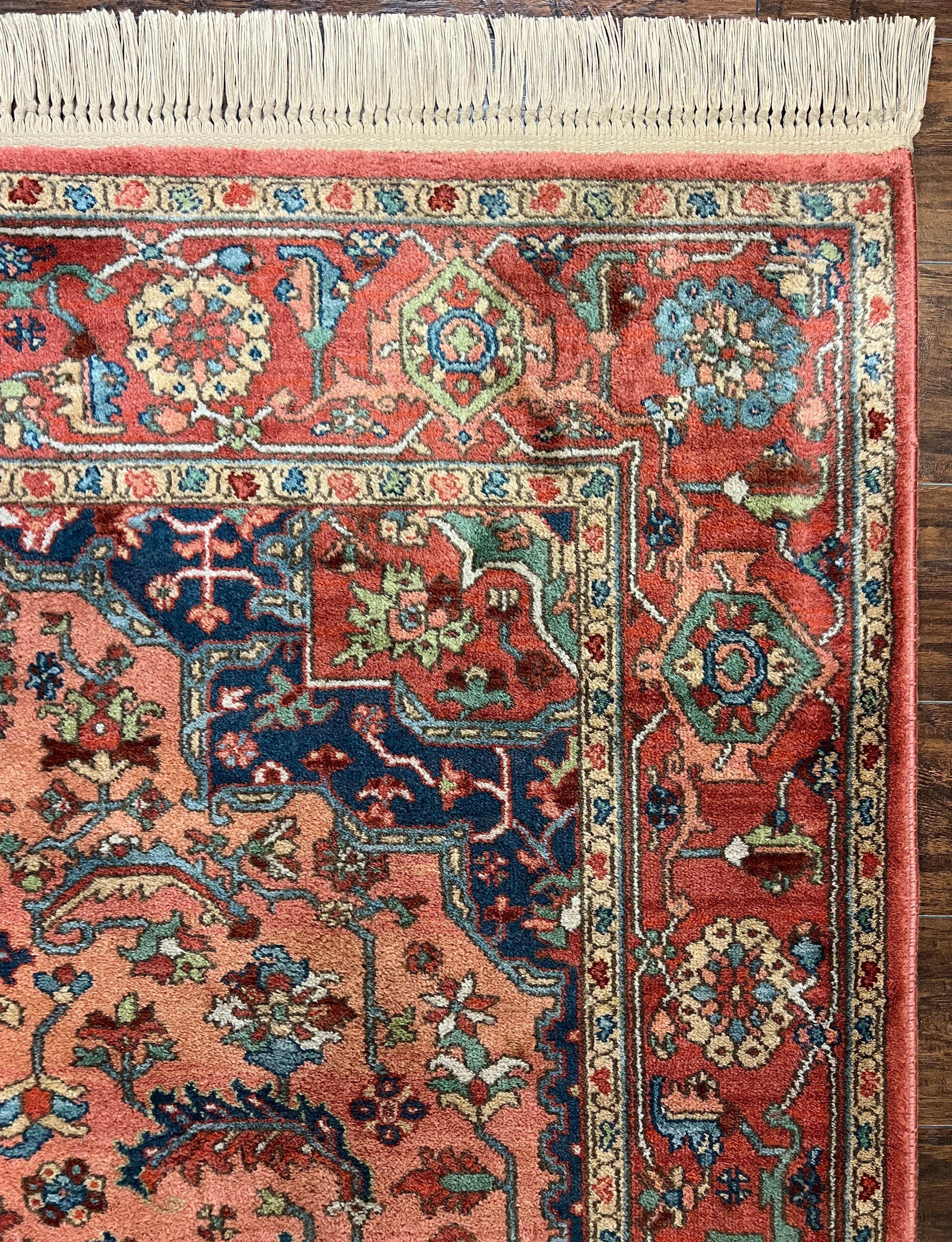 Karastan Medallion Serapi Rug #736, Wool Karastan Carpet 5.9 x 9, Discontinued Original 700 Series Karastan Area Rug 6x9 Vintage, Red Blue - Jewel Rugs