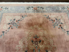 Chinese Wool Rug 8x11, Vintage 1960s Carpet, Light Pink and Gray, Hand Knotted Soft Plush Living Room Area Rug, Asian Oriental Rug 90 Line - Jewel Rugs