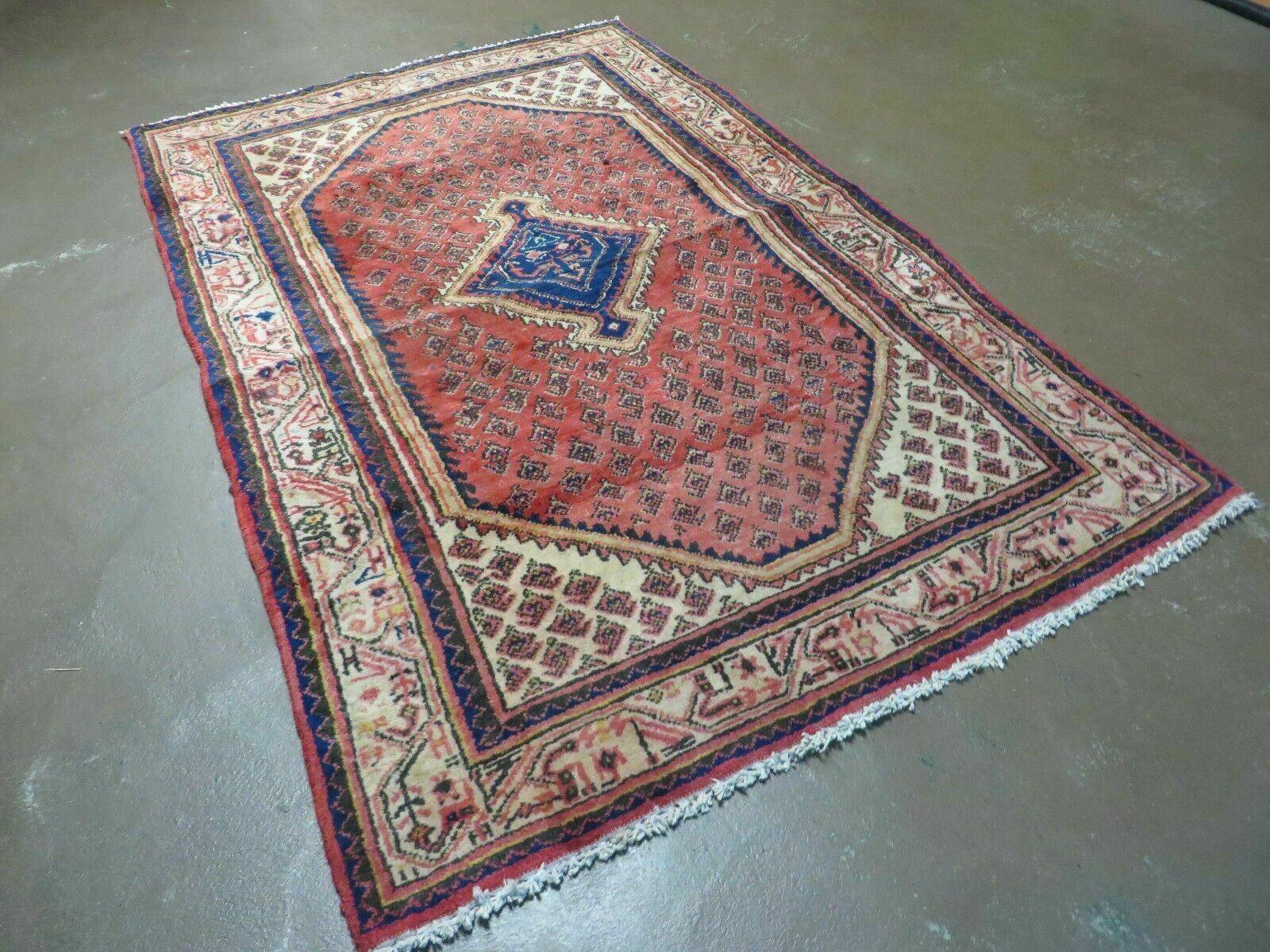 4' X 6' Antique Handmade Indian Wool Rug Red Vegetable Dyes Nice - Jewel Rugs