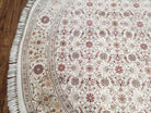 6x6 Round Oriental Rug Mahi Pattern Persian Design Ivory 6ft Round Area Rug Hand-Knotted Vintage Herati Oval Carpet Fine - Jewel Rugs