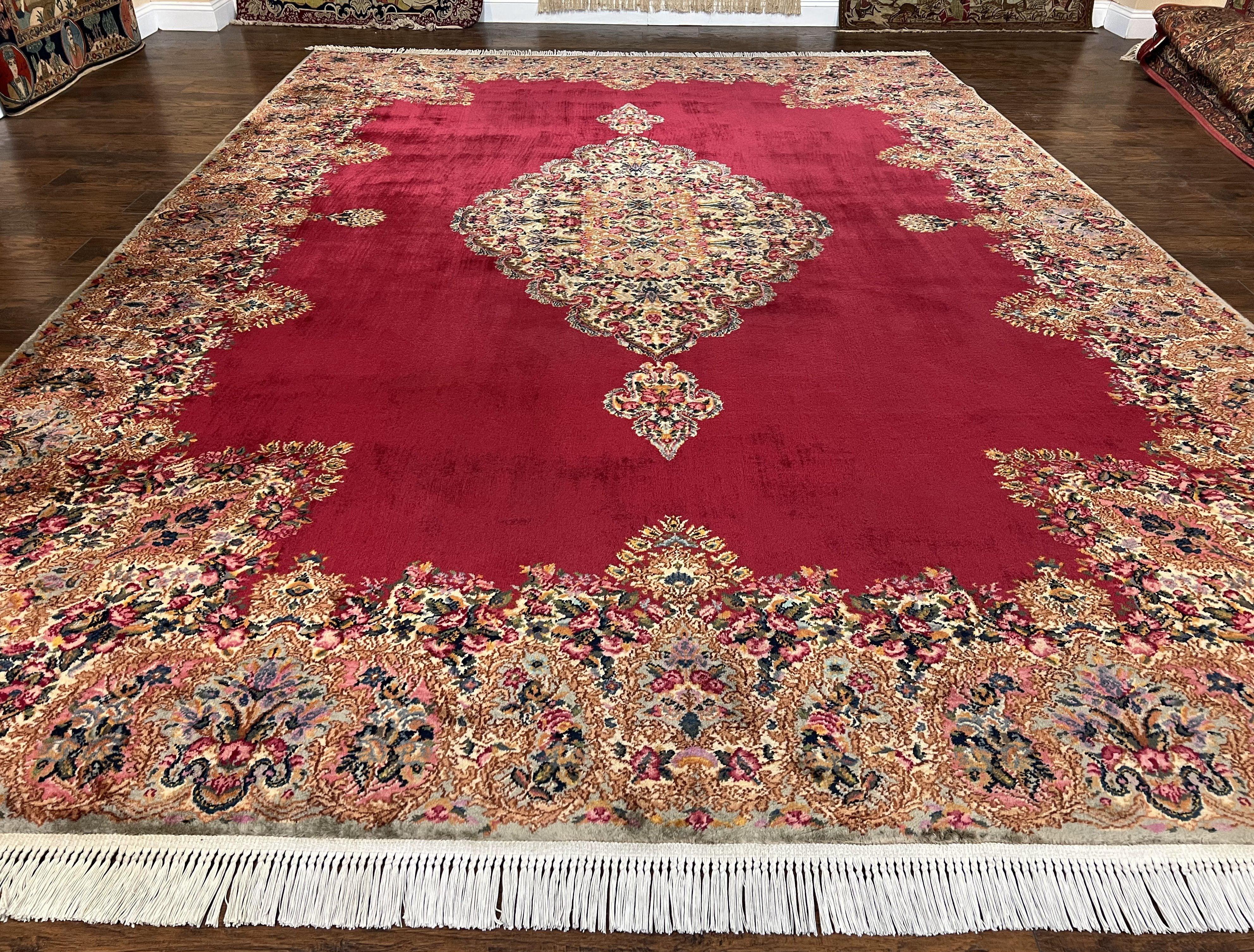 10x14 Karastan Rug Red Medallion Kirman #762, Wool Karastan Carpet, Vintage 10 x 14 Area Rug, Original Collection 700 Series Discontinued - Jewel Rugs