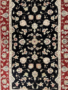 Pak Persian Rug 3x5, Black and Red, Floral Allover, Vintage Hand Knotted Wool Oriental Carpet, Pakistani Rug, Small Handmade Area Rug 3 x 5 - Jewel Rugs