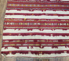 Antique Turkoman Yamud Rug 3x5 ft, 1920s Turkmen Sofreh Table Cover, Bohemian Rug, Tribal Collectible, Striped Rug, Handmade Ivory and Red - Jewel Rugs