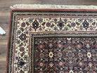 Indo Bidjar Rug 7x10, Indo Persian Bijar Carpet 7 x 10 ft, Herati Allover Floral, Maroon and Cream, Wool Hand Knotted Vintage Oriental Rug - Jewel Rugs