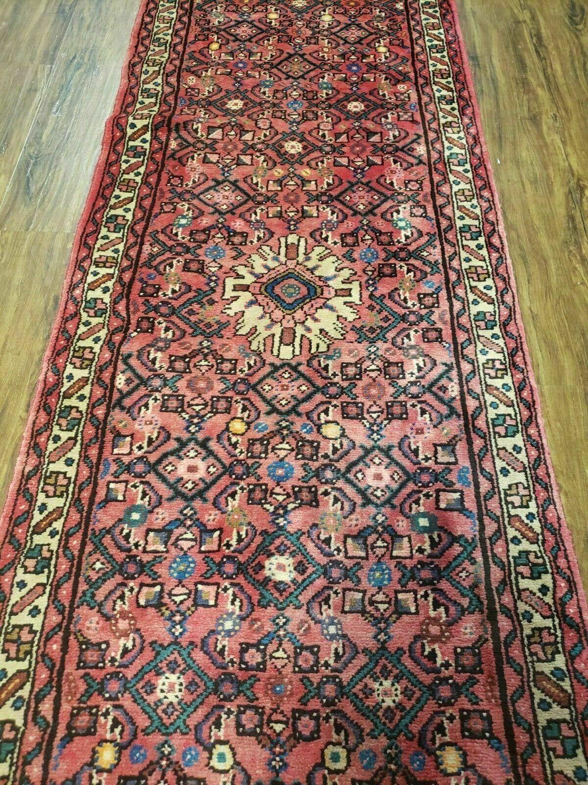 2' 8" X 14' Vintage Oriental India Floral Handmade Wool Runner Rug Red Nice - Jewel Rugs